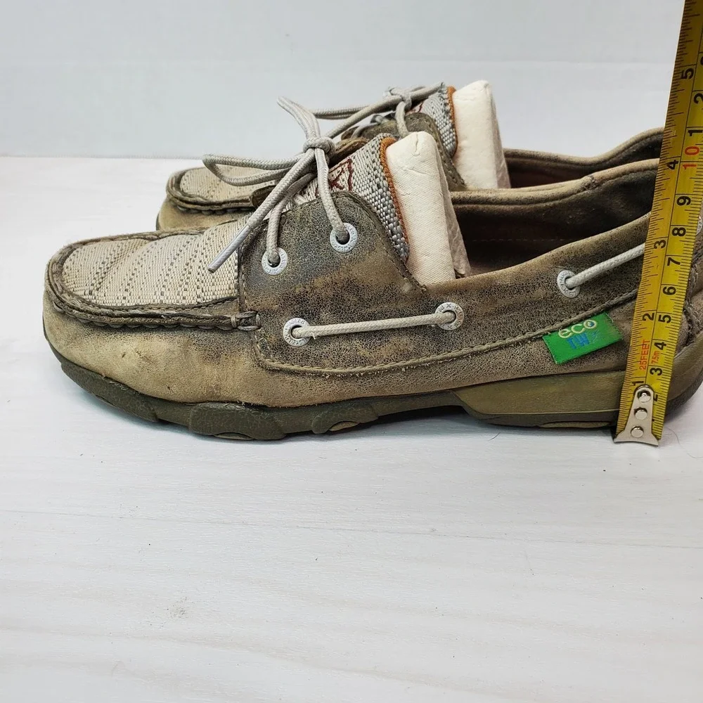 Ecco Leather & Fabric Boat Shoe 6M Youth Grey Comfort YDM0044‎ Fast Shipping